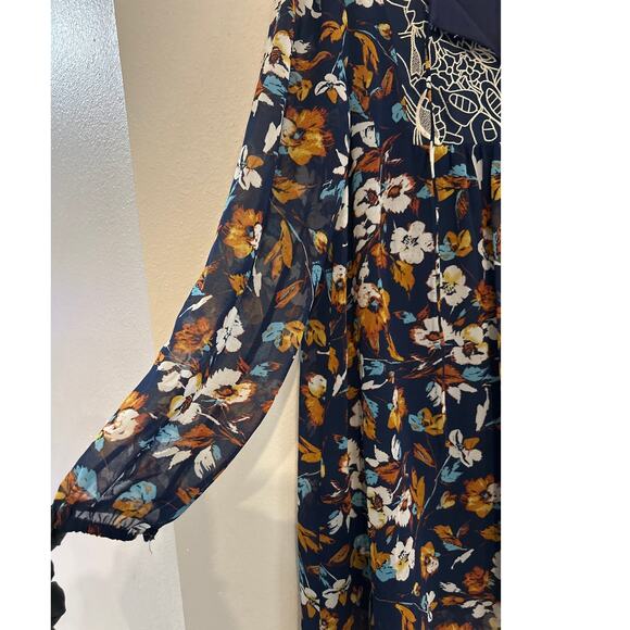 As U Wish Peasant Smock Babydoll Floral Embroidered Dress XL - Picture 4 of 7